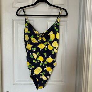NWT Trina Turk navy lemon one piece swim suit size 14